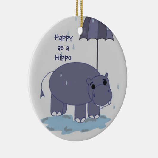 Paarse Hippopotamus met Umbrella Keramisch Ornament (Rechts)