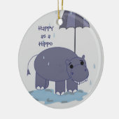 Paarse Hippopotamus met Umbrella Keramisch Ornament (Links)
