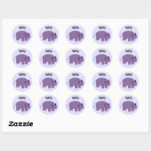 Paarse Hippopotamus Ronde Sticker (Vel)