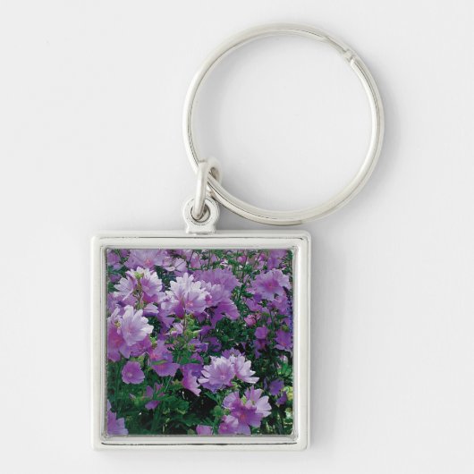 Paarse hisbiscus bloemen sleutelhanger (Voorkant)