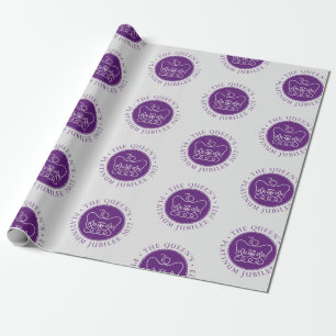 Paarse HM Queen Platinum Jubilee Cadeaupapier