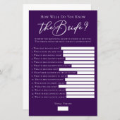 Paarse Hoe goed ken je het bruidsdouchespel (Voorkant / Achterkant)