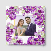 Paarse Hoei Stock Gilly Flowers Trouwfoto Gastenboek (Achterkant)