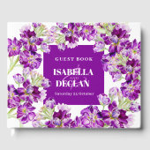 Paarse Hoei Stock Gilly Flowers Trouwfoto Gastenboek (Voorkant)