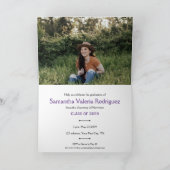 Paarse hoekige uitnodiging voor afstuderen met ach (Binnen)