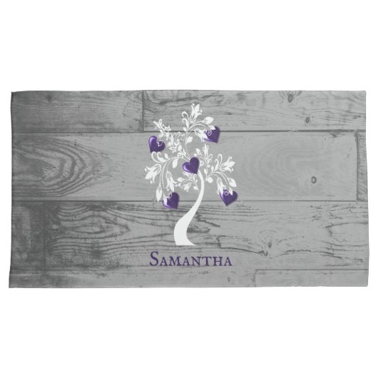 Paarse Hoesje van de hartslag Gepersonaliseerd Pil Kussensloop (Voorkant-Rechts)