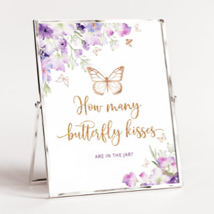 Paarse Hoeveel vlinder kisses baby shower spel Poster