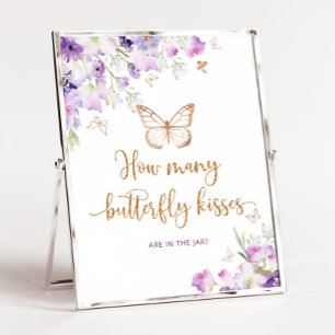 Paarse Hoeveel vlinder kisses baby shower spel Poster