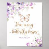 Paarse Hoeveel vlinder kisses baby shower spel Poster (Voorkant)