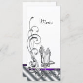 Paarse Hoge Hak Schoen Menu Kaarten (Voorkant / Achterkant)