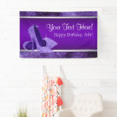Paarse hoge hak schoen verjaardagsfeestje spandoek (Insitu)