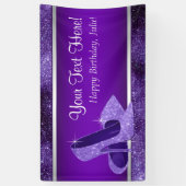 Paarse hoge hak schoen verjaardagsfeestje spandoek (Verticaal)