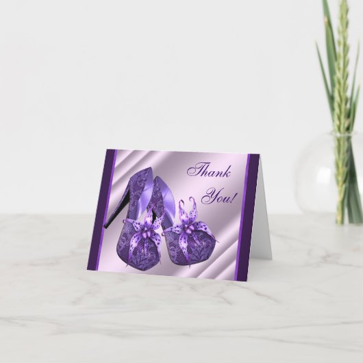 Paarse hoge hak schoenen dank u kaarten (Voorkant)