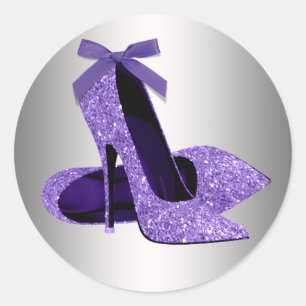 Paarse hoge hak schoenstickers ronde sticker