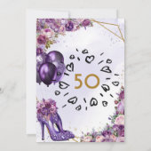 Paarse hoge hakken 50ste verjaardagsfeestje kaart (Achterkant)