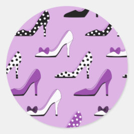 Paarse hoge hakken ronde sticker
