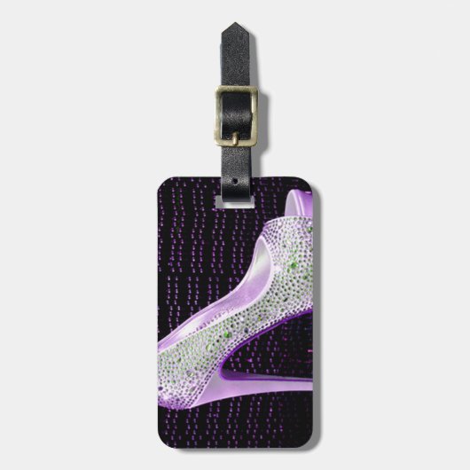 Paarse hoge hiel bagagelabel (Voorkant verticaal)