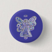 Paarse Holiday Guardian Angel Custom Button Pin (Voorkant)