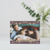 Paarse Holly Religly Christelijk met kerstmis Feestdagenkaart (Staand voorkant)