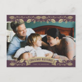 Paarse Holly Religly Christelijk met kerstmis Feestdagenkaart (Voorkant)