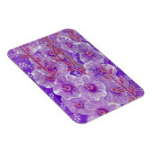 Paarse Hollyhock, Mallow Malva Flower Floral Art Magneet (Rechterzijde)