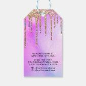 Paarse holografische glitter druppelt kleding Labe Cadeaulabel (Achterkant)
