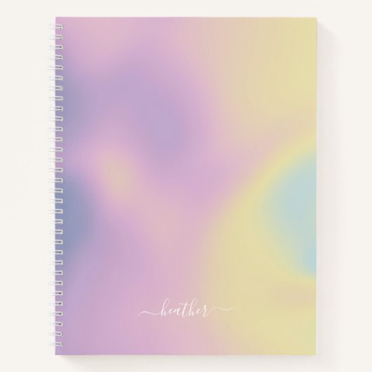 Paarse Holografische Gradient Ombré Elegant Script Notitieboek (Voorkant)