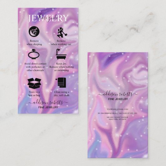Paarse Holografische Kleur Verschuiving Juwelen Zo Visitekaartje (Voorkant / Achterkant)