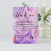 Paarse Holographic Color Shift Business Bedankkaart (Staand voorkant)