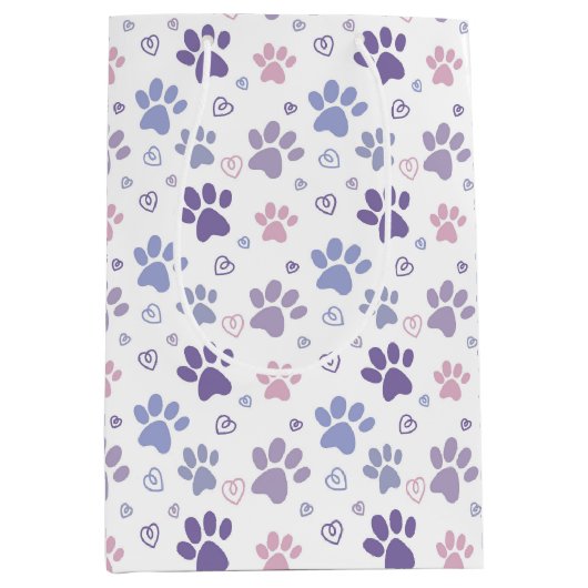 Paarse Hond Poot Medium Cadeauzakje (Voorkant)
