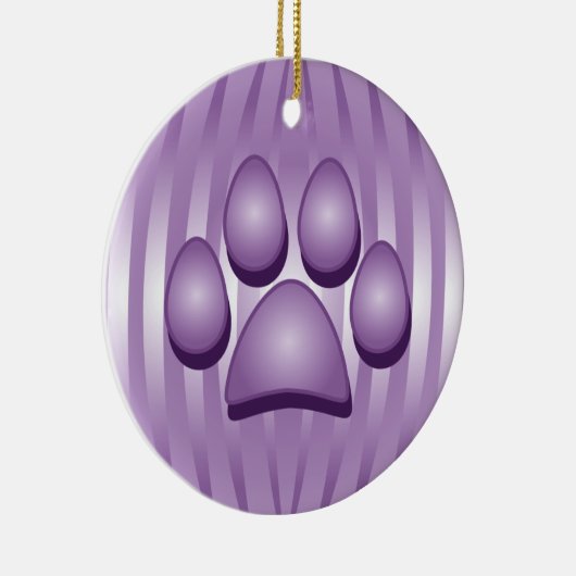 Paarse hondenbot en poot kerstversiering keramisch ornament (Rechts)