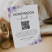 Paarse Honeymoon Fund QR Code Sign, bruiloft Kaart