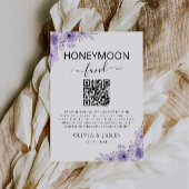 Paarse Honeymoon Fund QR Code Sign, bruiloft Kaart