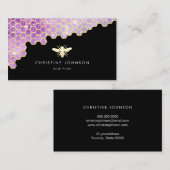paarse honingraat en faux glitter bee logo visitekaartje (Voorkant / Achterkant)