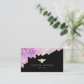 paarse honingraat en faux glitter bee logo visitekaartje (Staand voorkant)
