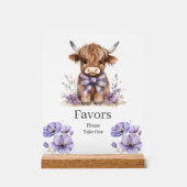 Paarse Hoogland Koe Verjaardag Favorieten Teken Acryl Bord (Voorkant)