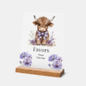 Paarse Hoogland Koe Verjaardag Favorieten Teken Acryl Bord (Hoek)