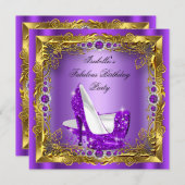 Paarse hoogstandvrouwen Birthday Partij Kaart (Voorkant / Achterkant)