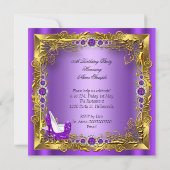 Paarse hoogstandvrouwen Birthday Partij Kaart (Achterkant)