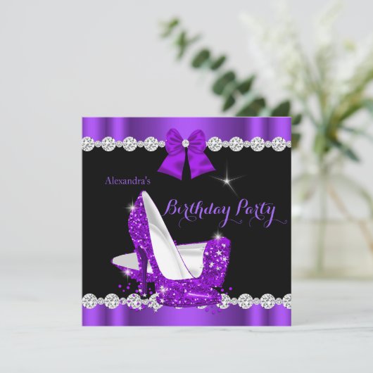  Paarse Hoogvlakte Birthday Party Kaart (Staand voorkant)