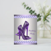 Paarse hoogvlakte van Birthday party Kaart (Staand voorkant)