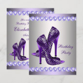 Paarse hoogvlakte van Birthday party Kaart (Voorkant / Achterkant)