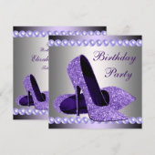 Paarse hoogvlakte van Birthday party Kaart (Voorkant / Achterkant)