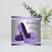 Paarse hoogvlakte van Birthday party Kaart (Staand voorkant)