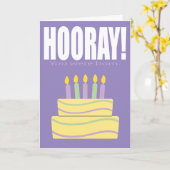 Paarse Hooray u was de Geboren Grappige Kaart van (Gele Bloem)
