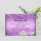 Paarse Hoorncarriage Princess Sweet 16 Invite Kaart (Staand voorkant)