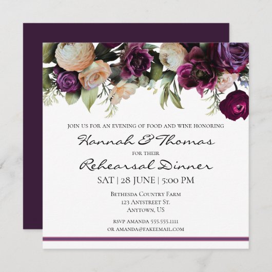 Paarse hoorzittingen met de bloemen kaart (Voorkant / Achterkant)