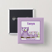 Paarse Hoot Owls Baby shower Name Tag Button (Voorkant /achterkant)
