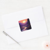 Paarse horizon over River Valley Latte Mok Vierkante Sticker (Envelop)