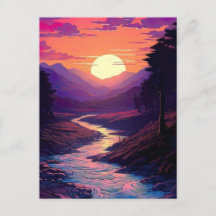 Paarse horizonten boven River Valley.